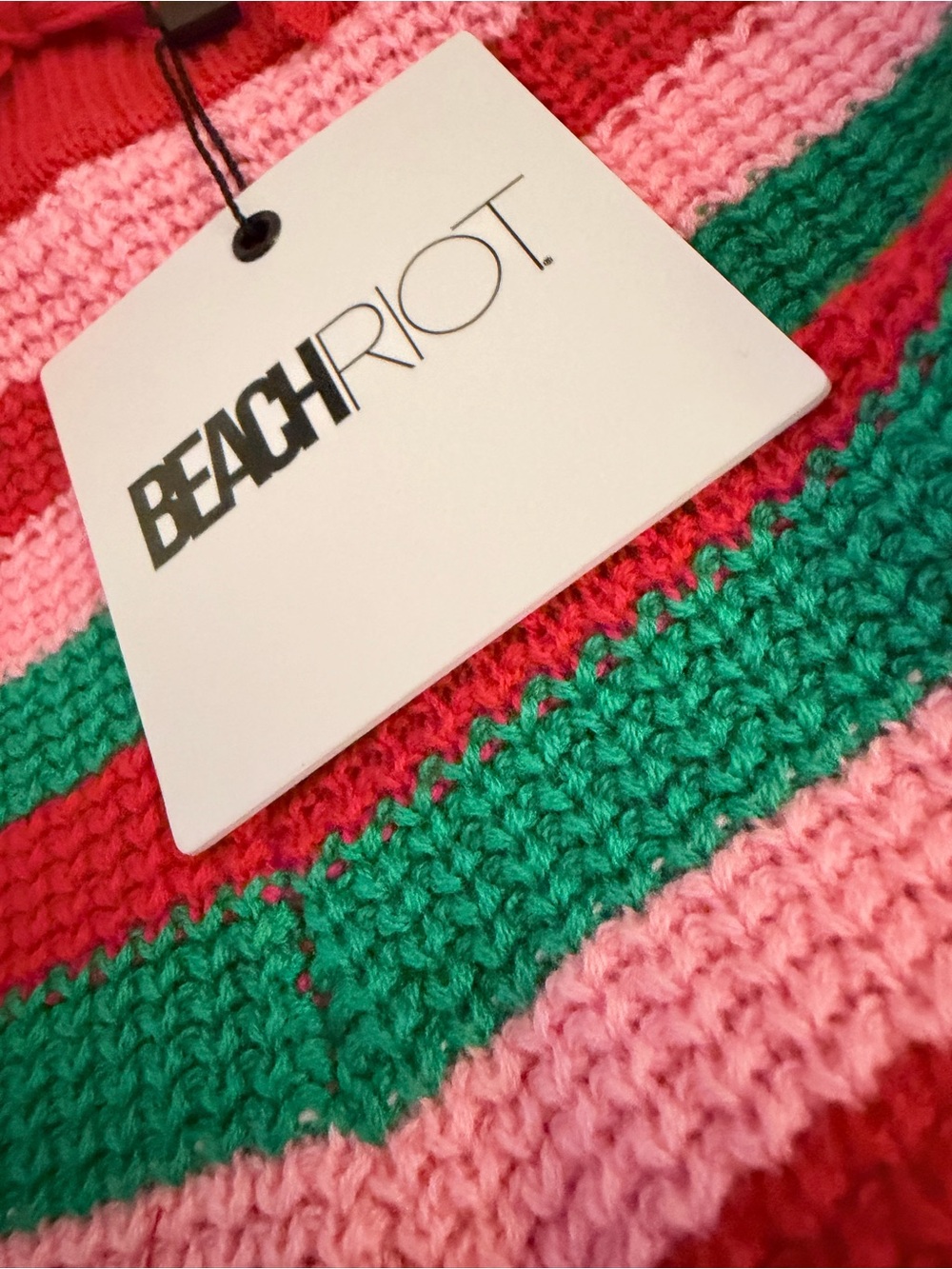 Beach Riot Red Pink Green Striped Knit Shorts NWT